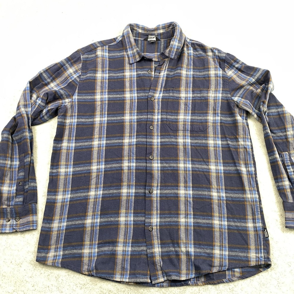 Eddie Bauer Shirt Mens XL Blue Plaid Flannel Button Up Long Sleeve Casual